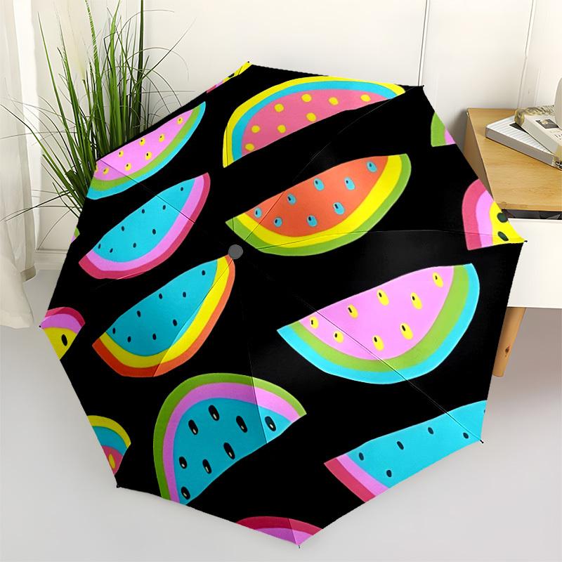 1pc Watermelon slices pattern Automatic Folding Umbrella - Portable Collapsible Design, 8-Rib Iron Frame, Durable Fabric yy251125083
