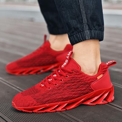Studentenschuhe für Männer und Frauen fliegende gewebte rote Klinge Fischschuppen Laufschuhe Nationaler Trend Großes Rot Sport Kokosschuhe