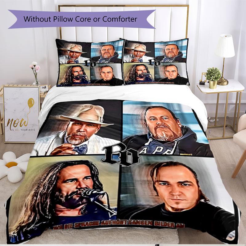 3pcs Duvet Cover Set (1*Duvet Cover + 2*Pillowcase, Without Core), Bohse Onkelz Print Soft All‑Season Bedding Set, Home Bedroom Decor Gift