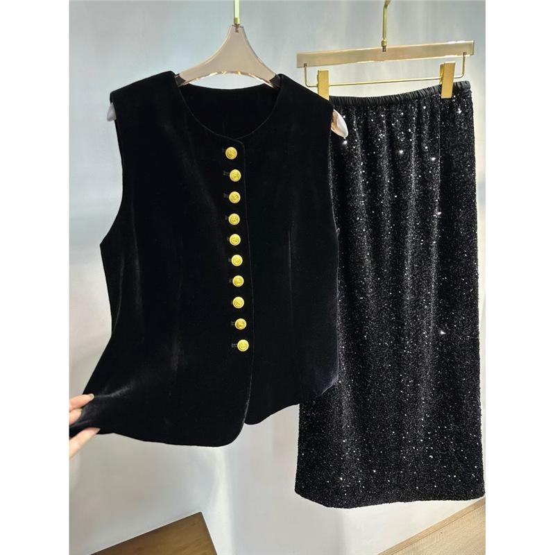 Velvet vest temperament retro Chinese women's design sense versatile and thin sleeveless vest