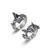 2Pcs Vintage Gothic Steel Skull Mask Rings Design Alloy Finger Rings Set for Men Women New Trend Creative Punk Jewerly Gift