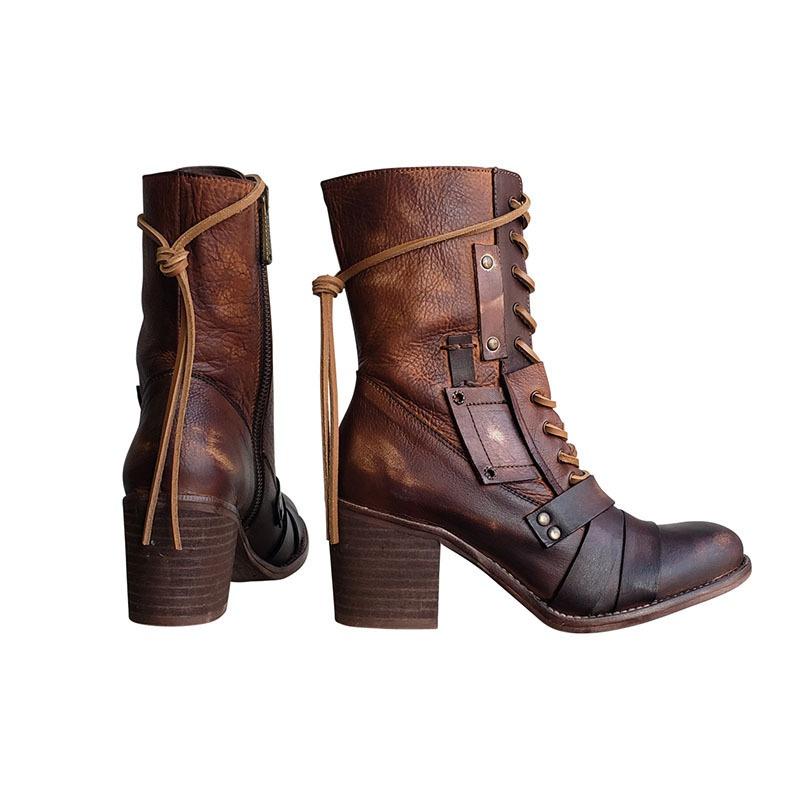 4 Colores Botas de Moda para Mujeres Vintage Cuero Costuras Tacón Botas  exteriores Puntiagudas Media Pantorrilla Cowboy Botas Herramientas Botas de  Motocicleta Plus Size comprar a buen precio — entrega gratuita, reseñas