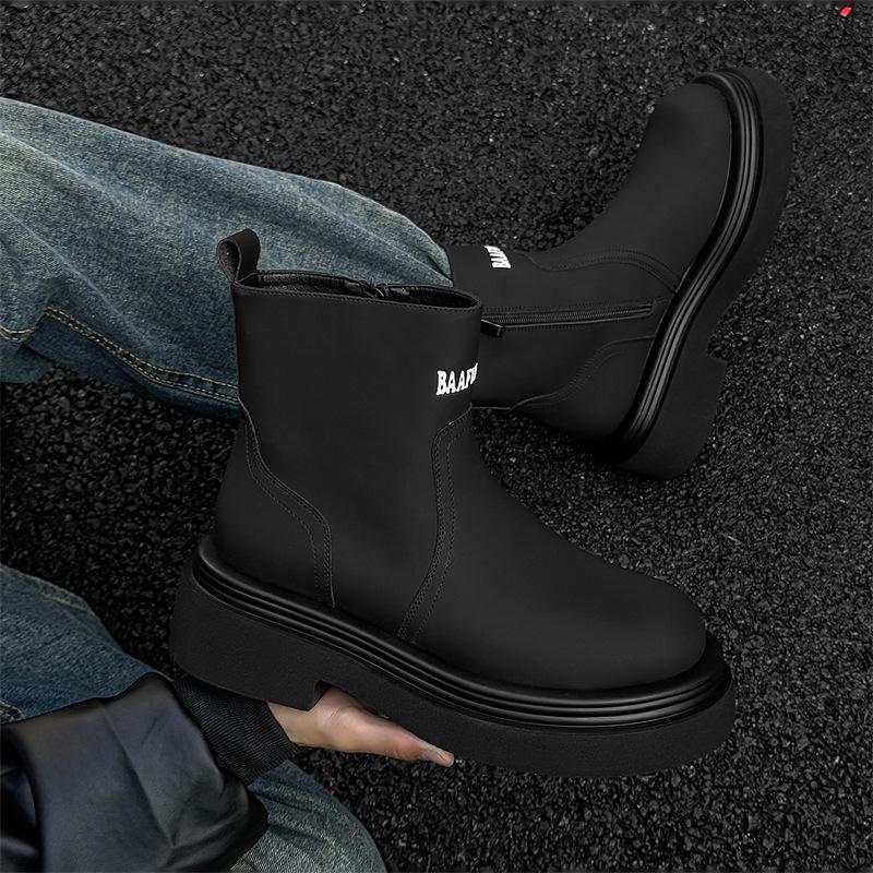 

Буквы Ботинки Мартин мужские 2024 новые ботинки Челси на высокой подошве ботинки-сигареты средней высоты 5024-J 38 чёрный