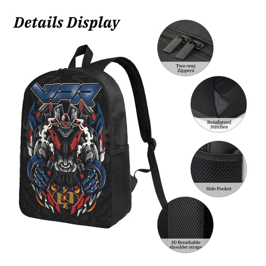 3Pcs Mazingers Theme School Bags Set for Boy Girl Pen Bags Backpack Sets with Lunch Box For School Students Daypack