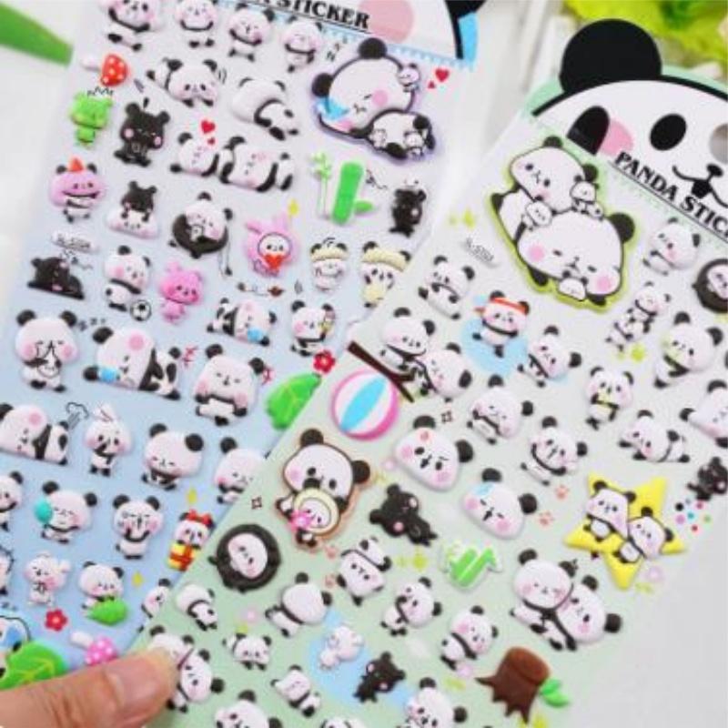 3D Cute Giant Panda 3D Animal Stickers, Children's Baby Puzzle Handmade Reward Stickers, DIY Phone Case Stickers