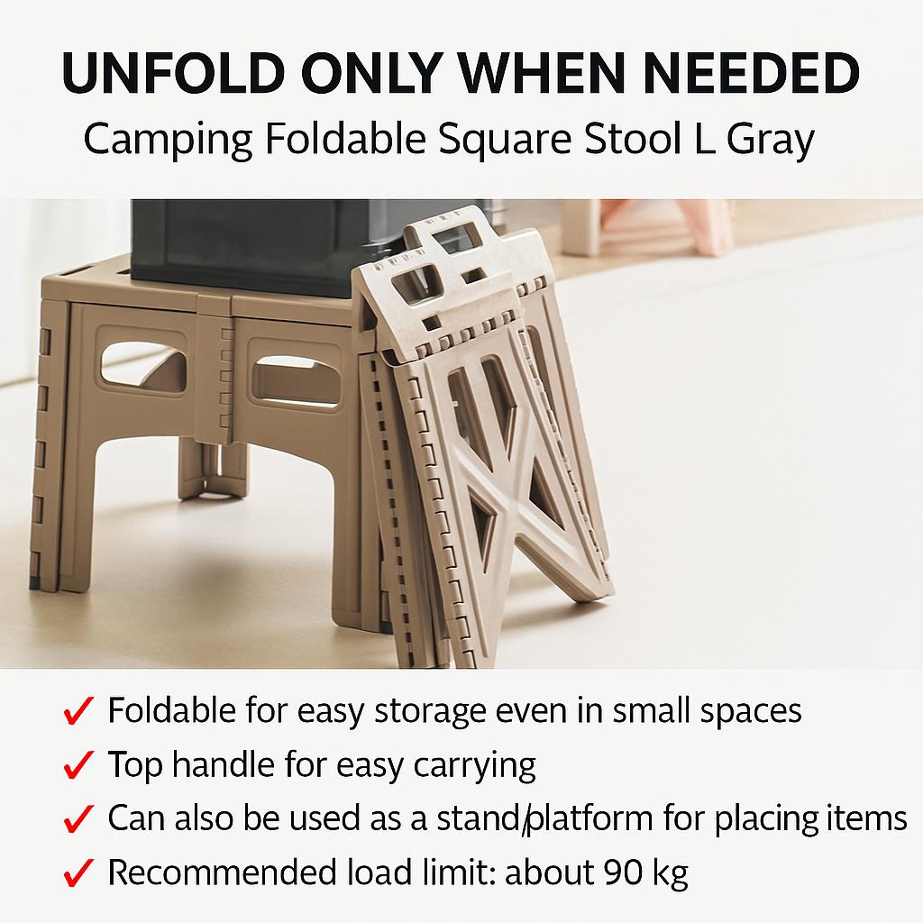 Ihr vielseitiger Camp-Begleiter: Faltbarer Vierkant-Hocker L (grau)