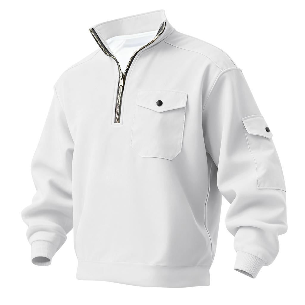Men's Solid Color Half Zipper Sweatshirt Men's Sports Large Size Casual Sweatshirt