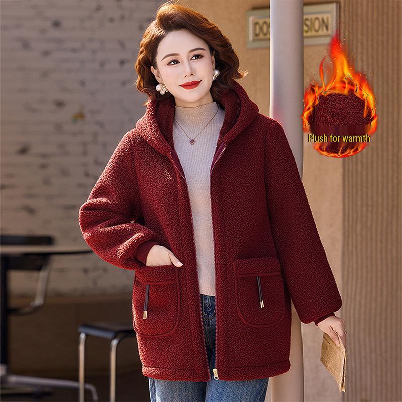 2025 Fashionable Sherpa Coat for Middle-aged & Elderly Women - Stylish, Cotton-Padded Jacket
