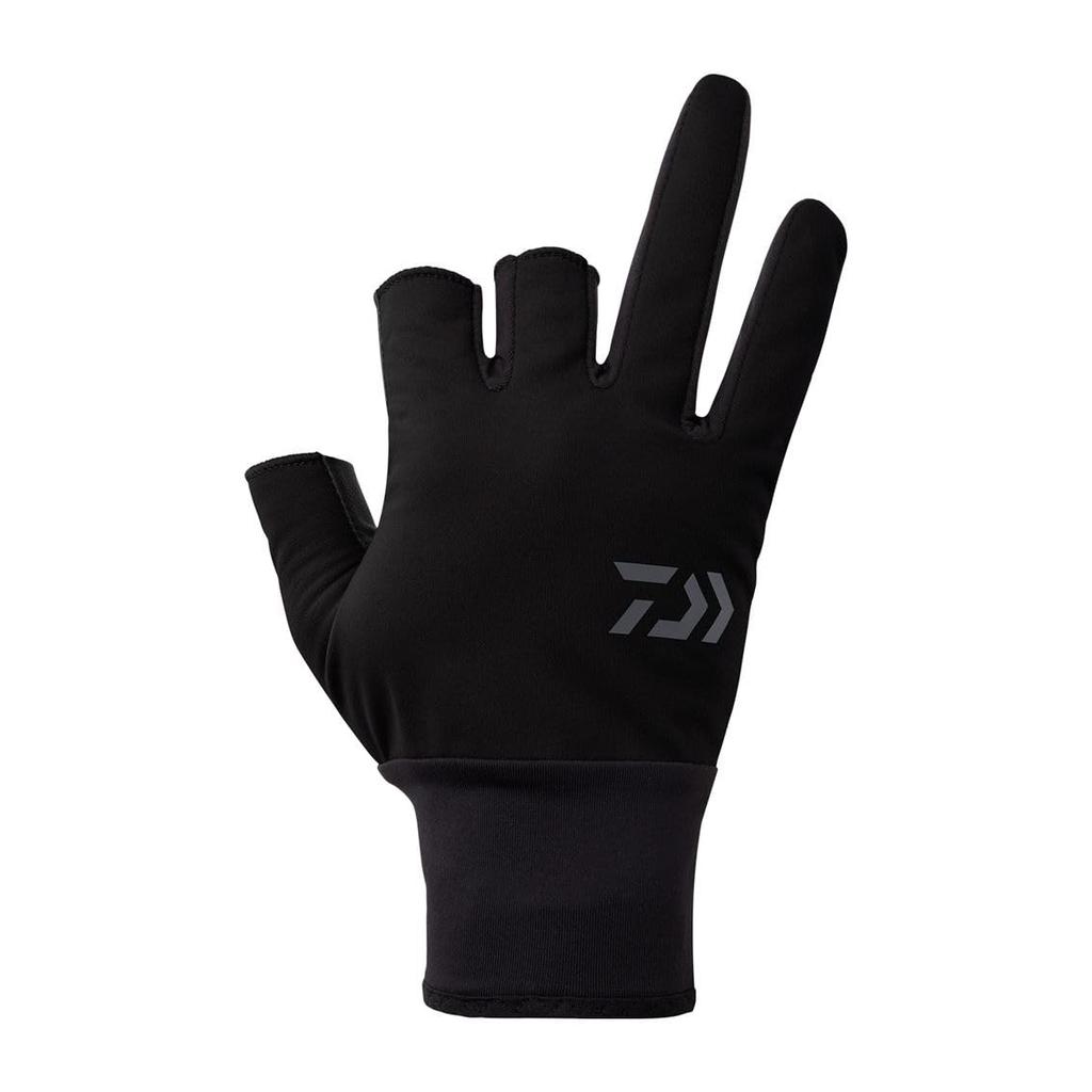 DAIWA Windproof Beltless Gloves, 3-Piece Cut, Black, Size M (DG-8025W)