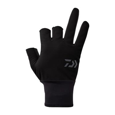 DAIWA Windproof Beltless Size L Gloves, 3-Piece Cut, Black, (DG-8025W)