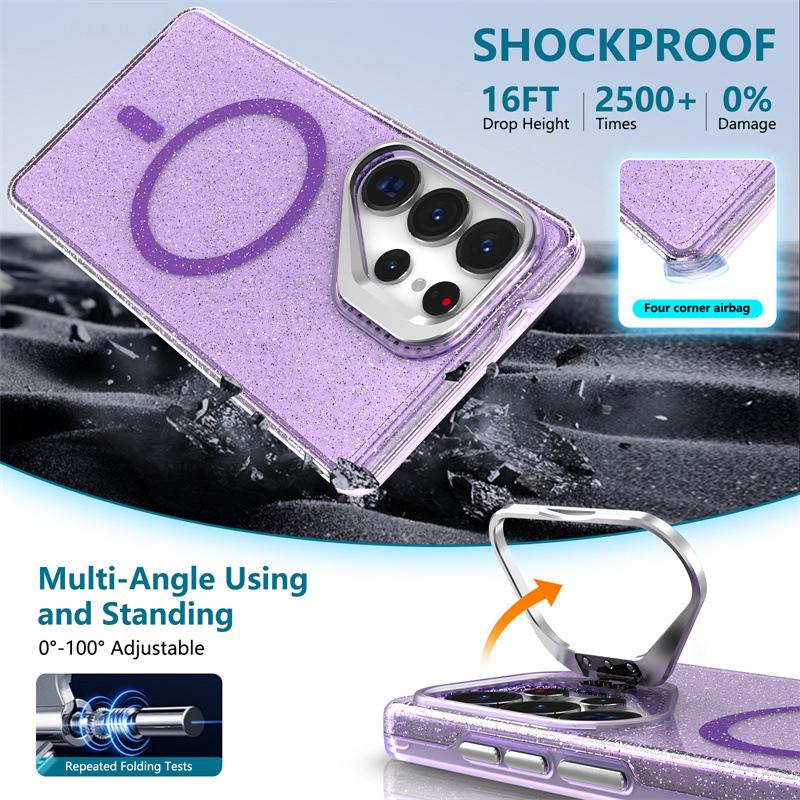 Glitter Camera Lens Holder for Samsung S26 Ultra, Compatible with S25/S24/S23/S22U - Drop-Proof Case.