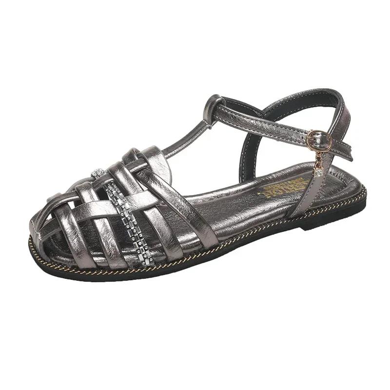 

Модная женская обувь 2024 года, лето, новые босоножки с пряжкой и ремешком, женские босоножки, модные элегантные босоножки на низком каблуке, Sandalias De Mujer 35