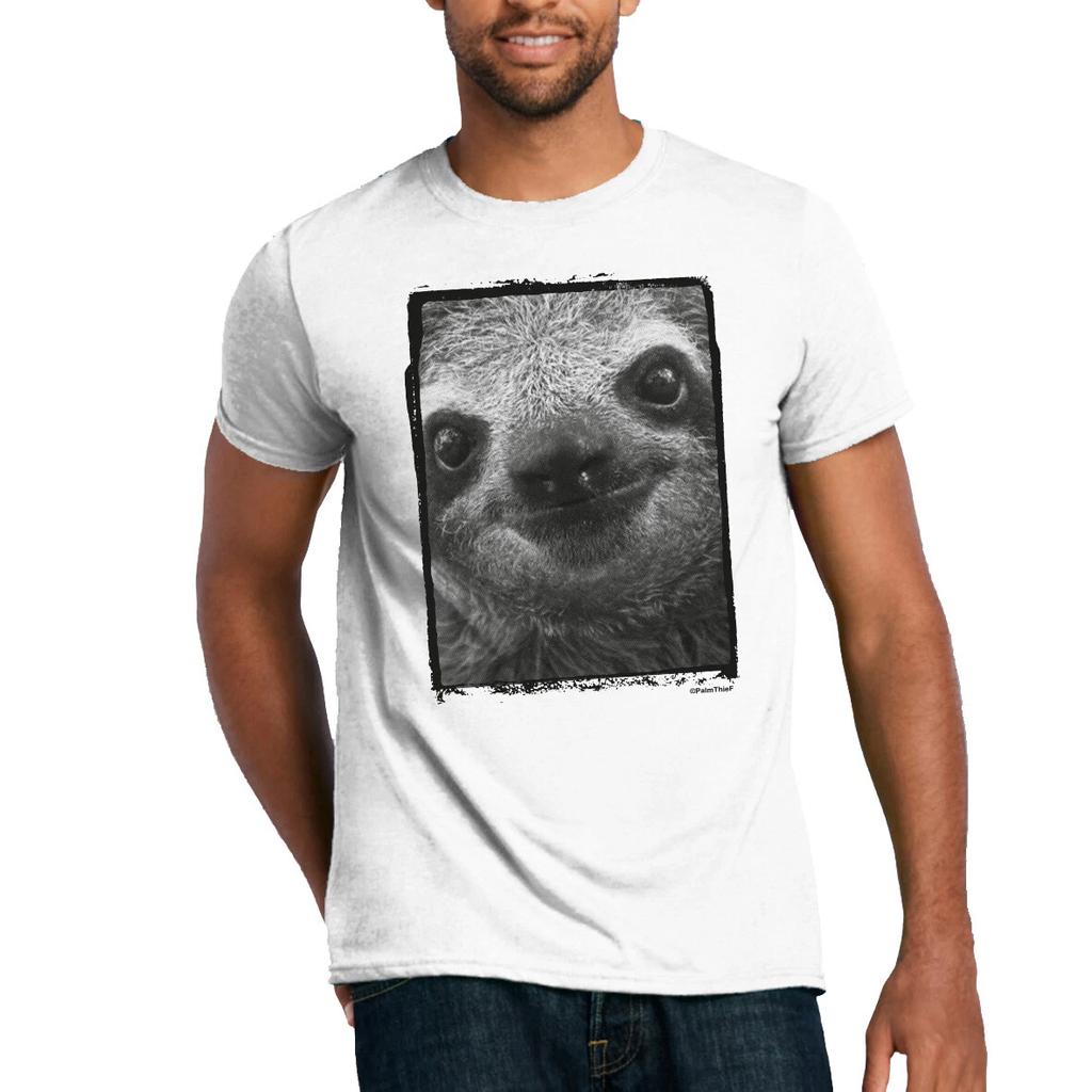 Sloth T-Shirt Cute Close Up Monochrome Animals