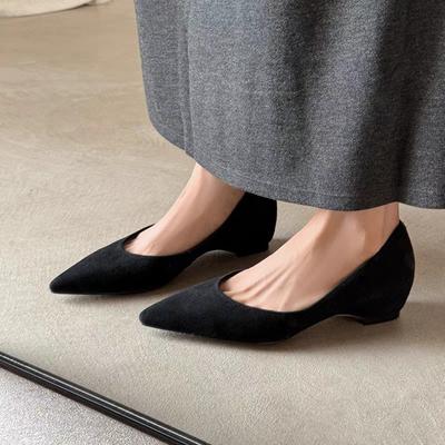 French Retro Shallow Mouth Single Shoes Women's Pointed 2025 New Leather Shoes Spring and Autumn Versatile Women's Shoes Inner Height Increase Work S