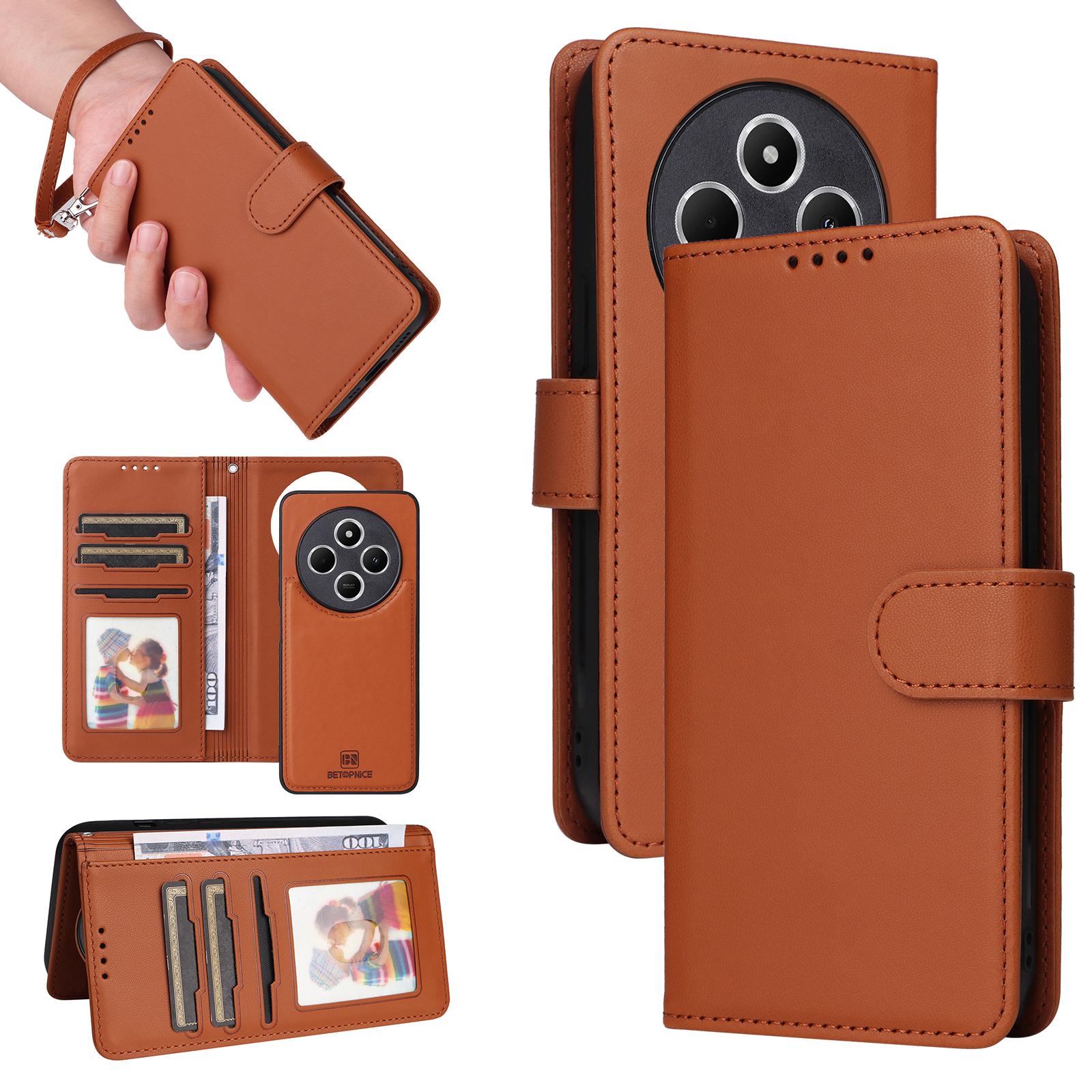 

For Xiaomi Poco C75 4G/Poco M7 5G/Redmi A3 Pro 4G/14R 5G/A4 5G/14C 5G/14C 4G Magnetic Case BETOPNICE Leather Phone Cover Brown