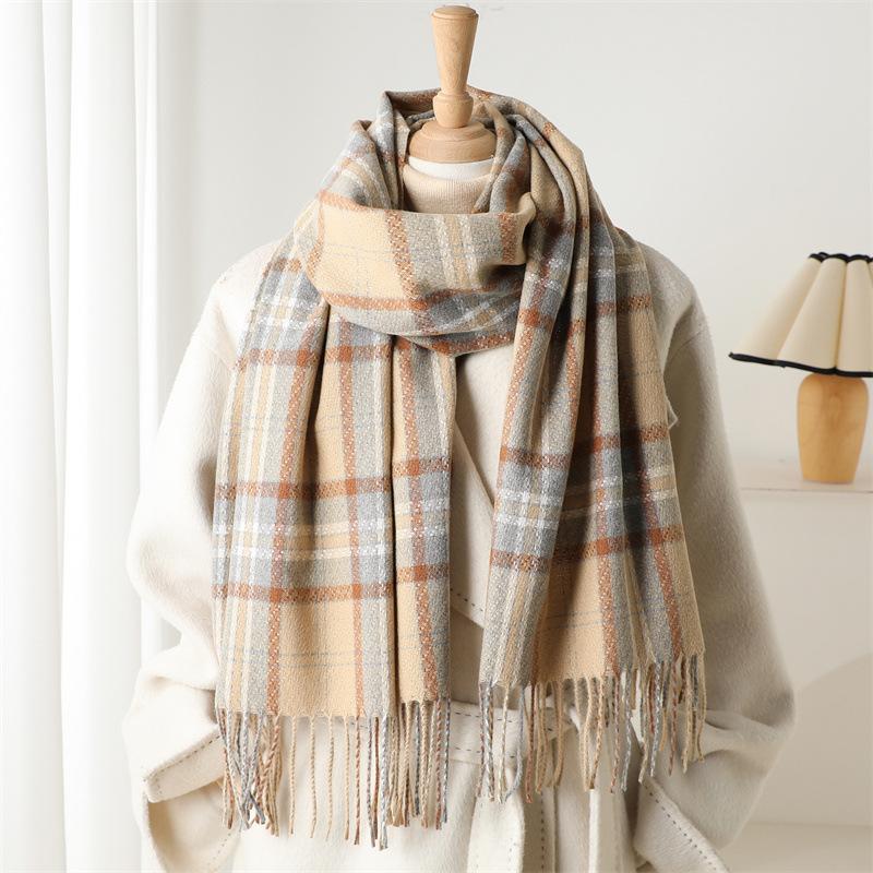 Designer Brand Plaid Cashmere Scarf for Winter Warm Pashmina Blanket Scarves Tassel Casual Bufanda Poncho Lady Wraps Shawls