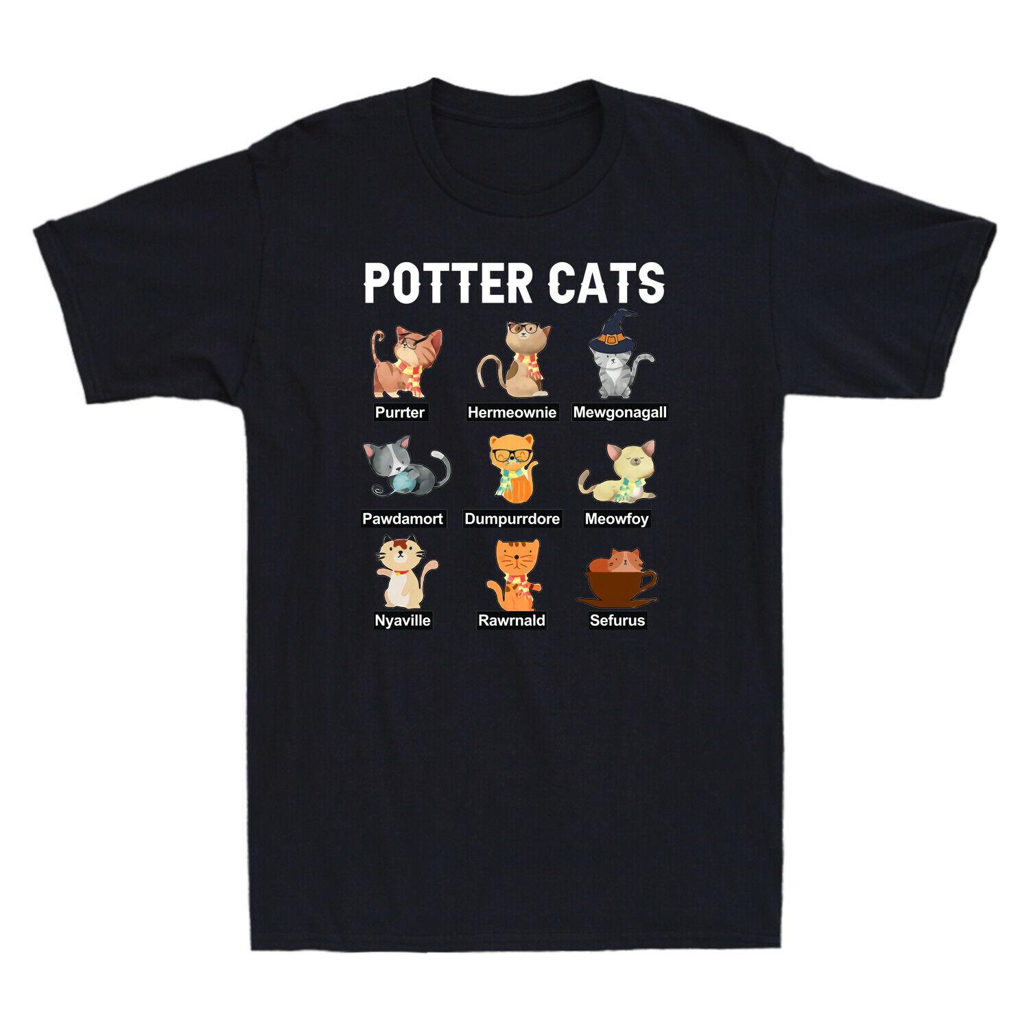 

Поттер Кошки Симпатичный Гарри Поутер Котенок Смешной S Печать Мужская футболка Улица Мягкая футболка Спорт Тонкий Свободный Мужской Короткие Рукава