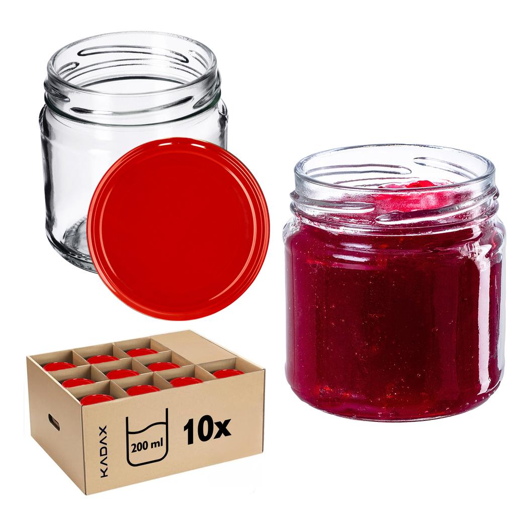 KADAX 10x Glas 200ml + Deckel Fi66 für Konserven Marmelade