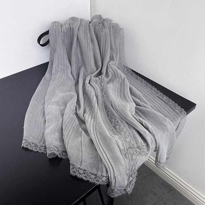 

Хлопковый и льняной тонкий кружевной шарф для женщин, зимняя шаль, весенне-осенний модный шарф, однотонный шарф Above 175cm