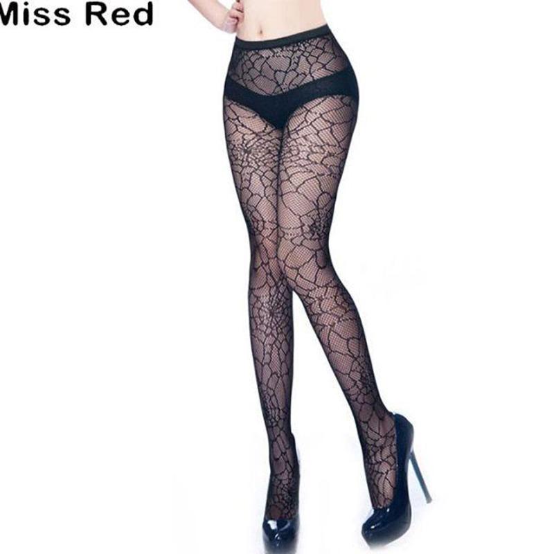 Sexy Spider Web Fishnet Pantyhose For Women Dark Hollow Out Net Stockings Sheer Mesh Tights Fashion Hollow Lace Design