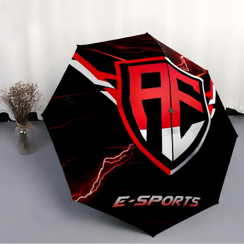 AF E-Sport Shield Logo Print Folding Umbrella, Auto Open/Close, UV Protection, Windproof Compact Travel Umbrella