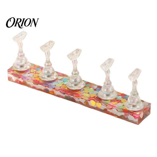 Magnetic Press-on Nail Stand False Holder with Glitter Base, for Art Supplies Beginner Nails Painting, Practice & Display Portable