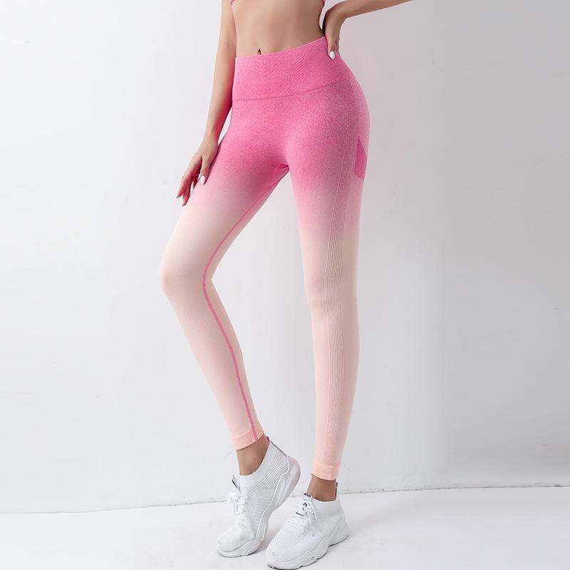 Summer Gradient High-Waist Yoga Leggings: Butt-Lifting, Tight-Fit Sports Training Pants
