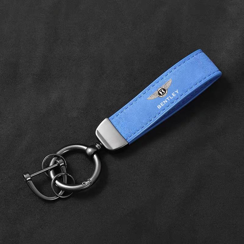 Car Styling Emblem Alloy Keyring for New Bentley Flying Spur Continental GT Bentayga Mulsanne Motorcycle Suede Leather Keychain