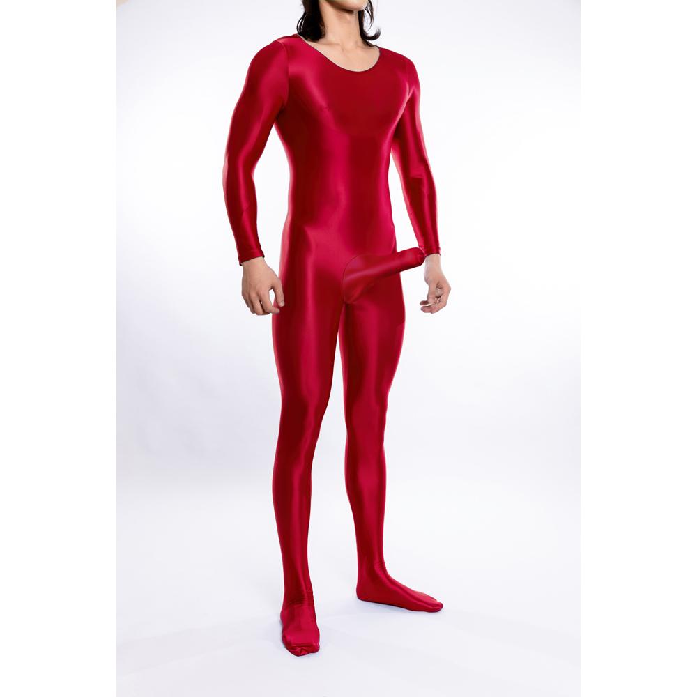 M-XL Glänzender Nylon Catsuit Bodystocking Penis Hülle Bodysuit Strumpfhose Sexy Leotard Einteiliger Unitard Dessous Pyjama Körper