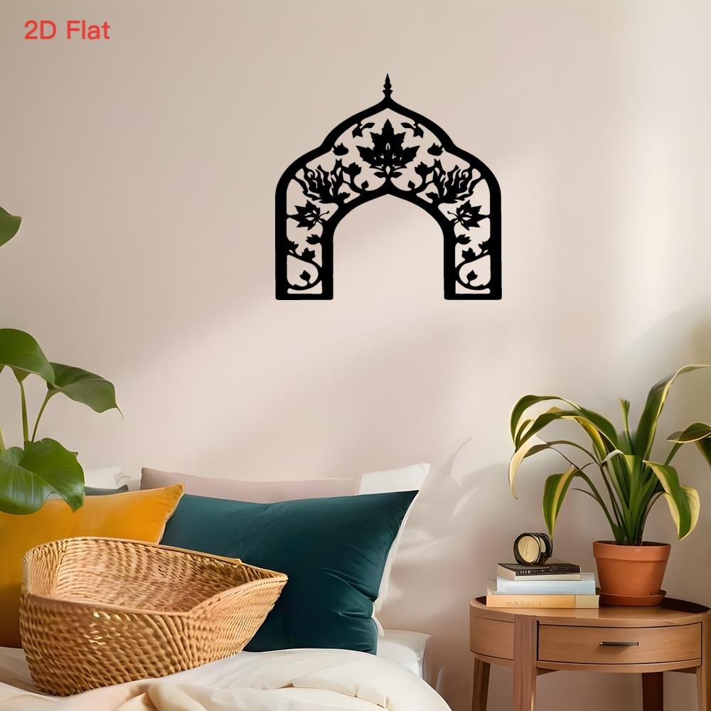 Black Iron Laser Cut Floral Wall Art, 2D Flat Metal Decor for Bedroom Living Room, Romantic Farmhouse Hanging Ornament