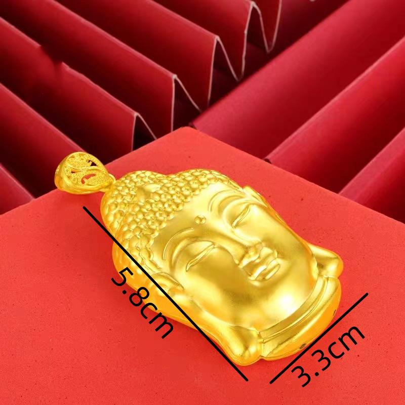 Vergoldete Damen Buddha Kopf Anhänger Halskette mit Sicherheitsverschluss - Hochwertiges simuliertes Gold Tathagata Schmuckaccessoire
