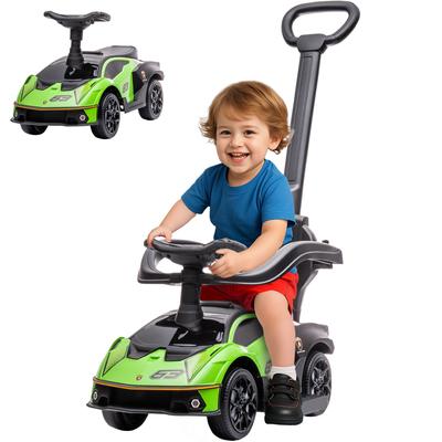 Push Car for Children Aged 1 To 3 Years, Fully Equipped with Push Handle, Horn and Steering Wheel, Green