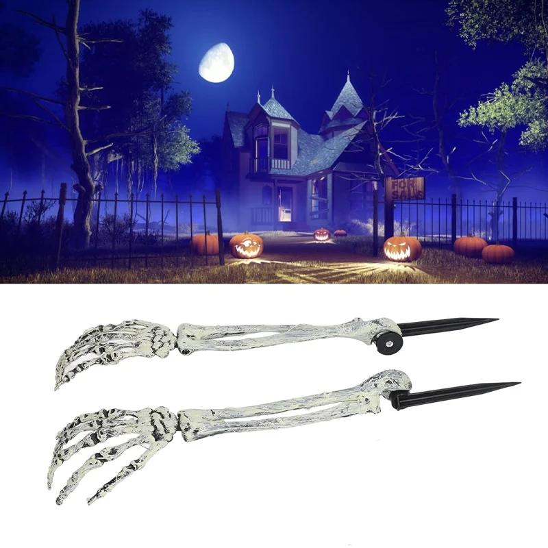 Halloween Skeleton Hands Stakes for Yard Plastic Realistic Zombie Ghost Scary Arm Stake for Outdoor Lawn Props Party Decorations