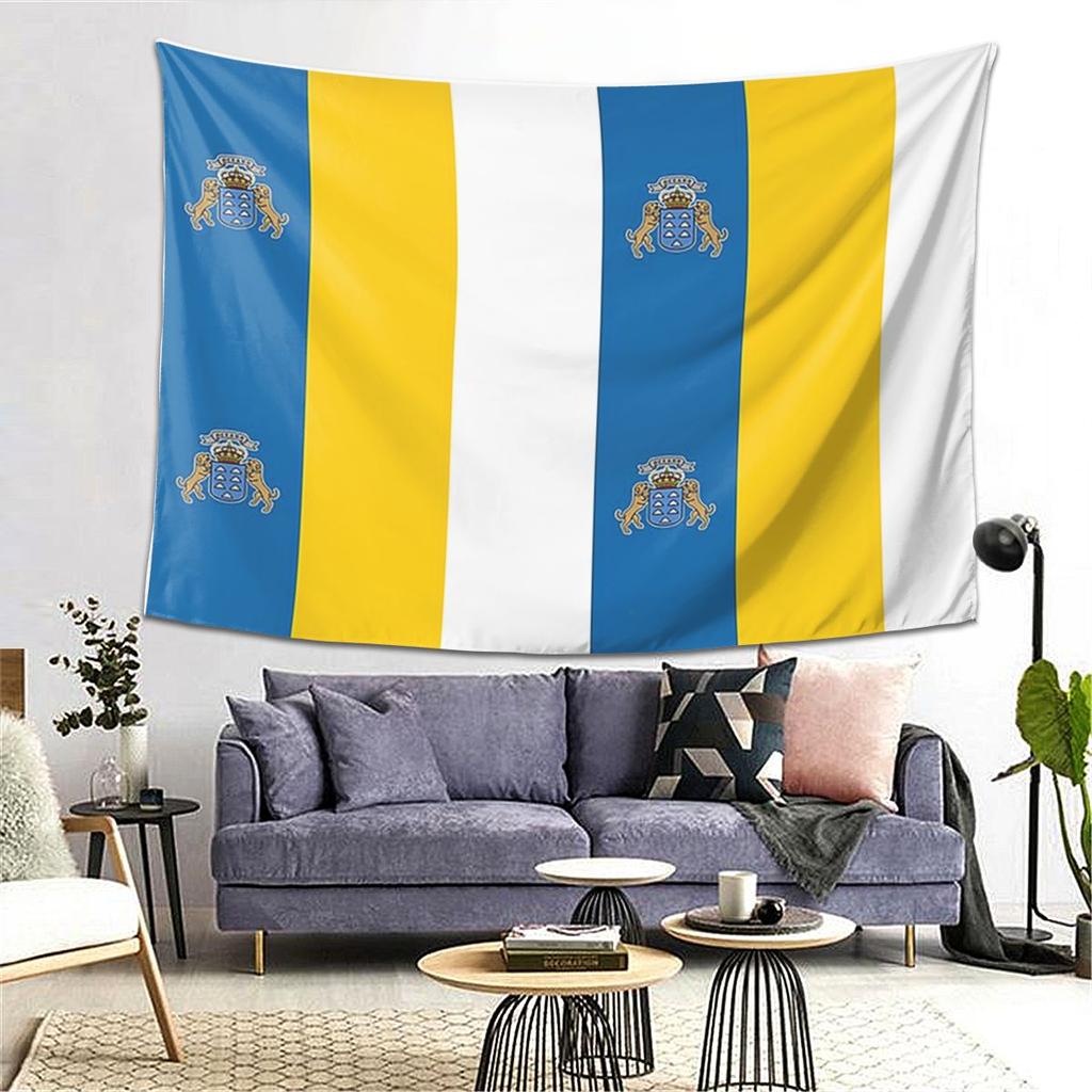 Spain Flag Oceano Canary Islands Tapestry Wall Hanging Aesthetic Home Decor Tapestries for Living Room Bedroom