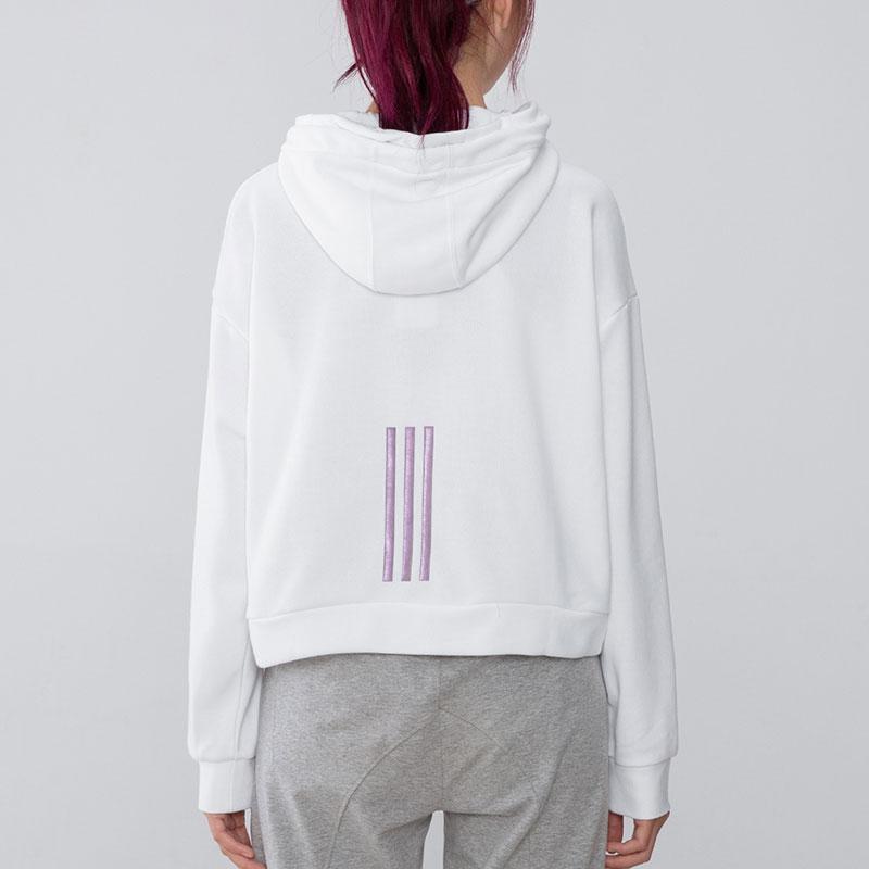 adidas Neo Alphabet Logo Print Sports Hoodie Sweatshirt Women Tops White H18577