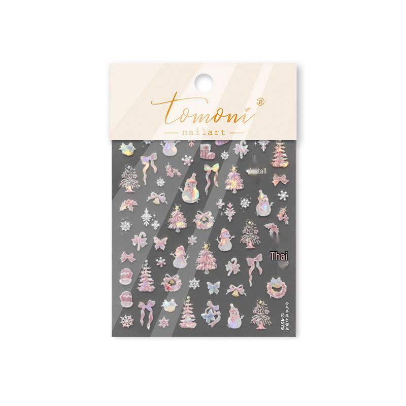 Tomoni Shell Light Pink Christmas Nail Stickers - Trendy Japanese Mix & Match Styles