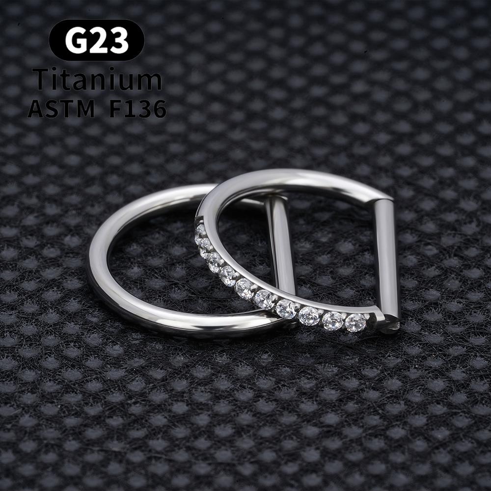 1/10 Stück F136 G23 Titan Nasenpiercing Ring D-Form Scharnier Segment CZ 16G Clicker Knorpel Tragus Helix Ohrringe Körperschmuck