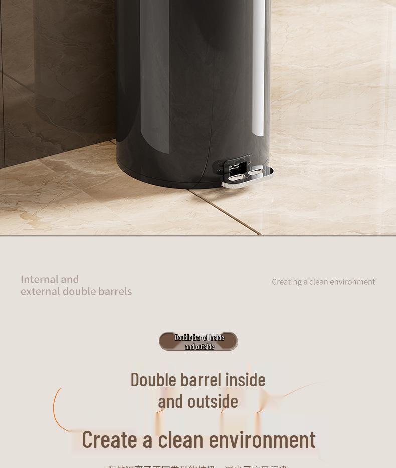 Large Capacity Metal Trash Can with Sealed Lid & Foot Pedal for Home