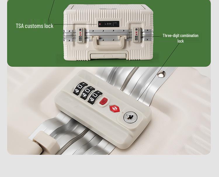 18-Inch Aluminum Carry-On Trolley Suitcase with Front Opening - Compact, Durable for Men, Women, and Students, Free Check-In