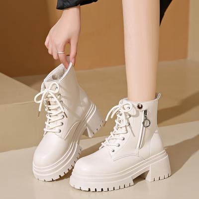 Mode Plus Größe 42 Neue Damen Knöchelstiefel schwarz Herbst Winter Plattform Reißverschluss Damen Punk Stiefel Dicke Sohle Schnürstiefeletten Combat Booties 2024