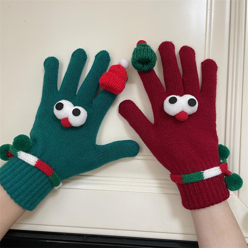 Korean Style Red Fingerless Touchscreen Gloves: Women's Winter Warmth for Students & Couples