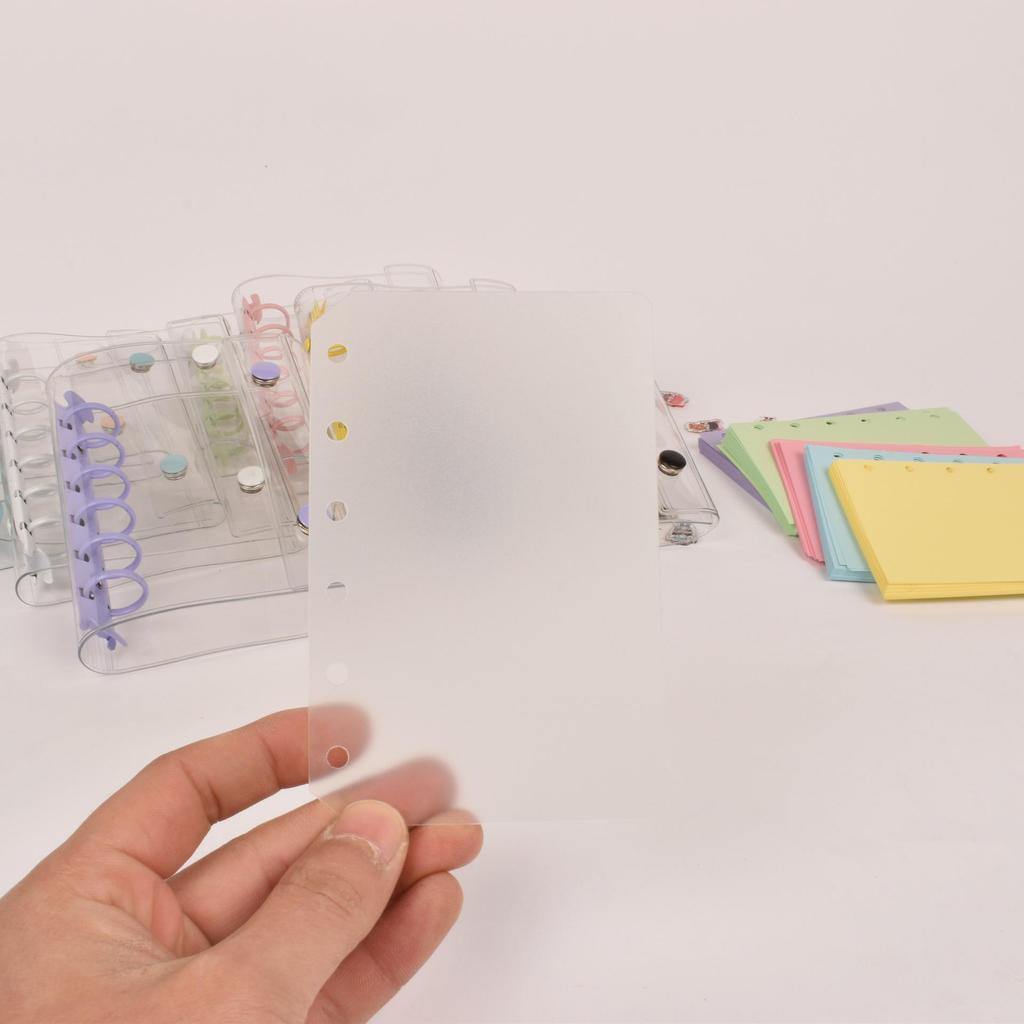 A7 Transparent Double-Ring PVC Ledger with Colored Shell Casing
