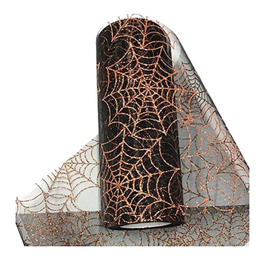 1 Roll Practical Spider Web Tulle Easy to Use 6 Colors  Tulle Roll Halloween Spider Web Decor Roll   for Door  Tulle Roll