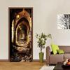 2pcs Medieval Retro Castle Tunnel Wall Stickers, Three-dimensional Arch Corridor Stickers, Living Room Entrance Background Wall