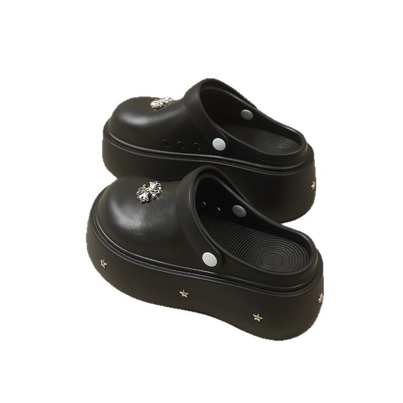 2025 Damen Niet Peep-Toe Dicksohlige Höhenvergrößernde Rutschfeste Mango Zehen Halbschuhe für Frühling/Sommer