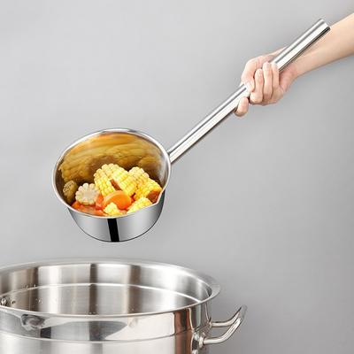 Big Stainless Steel Water Ladle Thickened Anti Scalding Sauce Seasoning Spoon Long Handle Extended Water Scoop Household