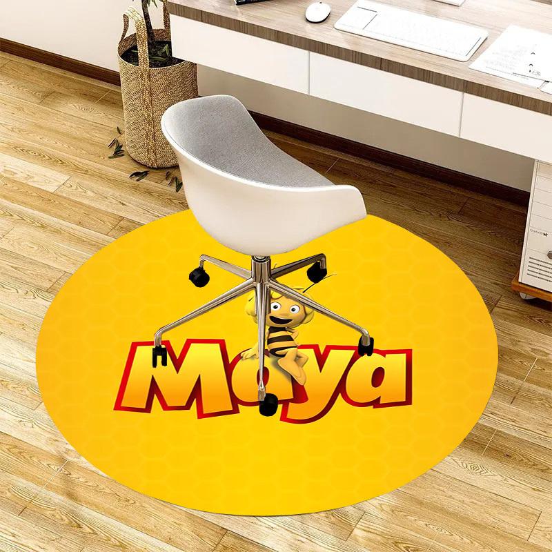 1pc Maya the Bee Round Carpet, Made of Polyester,Perfect for Decorating Office Chairs, Living Rooms,Vibrant Decorative Rug