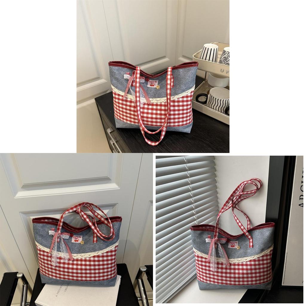 Denim Bag With Contrast Color Design For Daily Use And Students