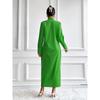 Dress Solid Color Summer Loose Long Dress Cardigan Lapel Slim Sleeve Skirt Women's Clothing
