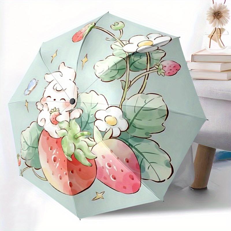 1pc Strawberry Rabbit Automatic Opening and Closing Umbrella - Lightweight 3-Fold Design, Suitable for Fans, Travel, Daily Use - Official Product, Int